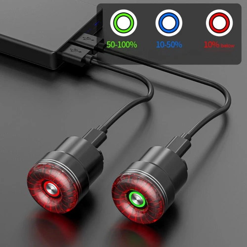 LED-Fahrradrücklicht | Rücklicht mit Bremslichtsensor, IP65 wasserdicht, USB-aufladbar, Bremsfunktion | WD-SR