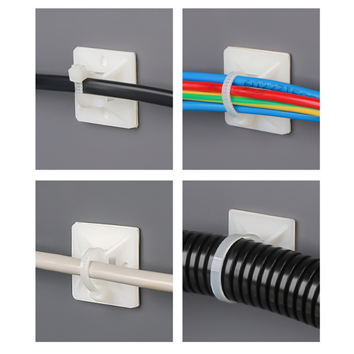 Kabel- und Leitungsorganizer Set | 10 Stück, Kabelbinder mit Basis und Schaumstoffklebeband, 20 mm | weiß | KZ-D06-20MM