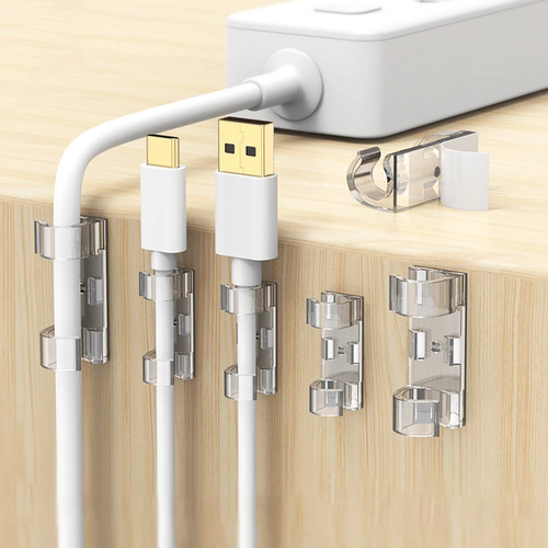 Set 10 Stück Kabel- und Draht-Organizer | Nano-Klips mit Klebeband | Transparent | KZ-D58