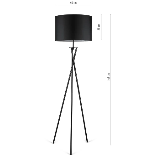 Schwarze Stehlampe | Modernes, stilvolles Licht für Wohnzimmer, Schlafzimmer | Schwarze Stehlampe mit Metallgestell | HM113-BLACK