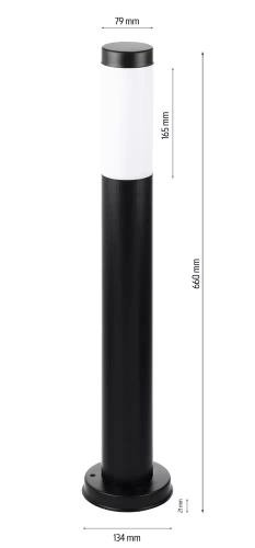 Stehende Gartenlaterne, runder Pfosten für E27-Glühbirne | 230V Stromversorgung, Edelstahl | Mattschwarz, 65cm | LLR-65CM