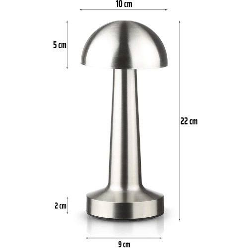 Kabellose Tischlampe | Touch-Nachtlicht mit einstellbarer Lichtfarbe | Pilz-USB-Lampe | HJA11-SILVER