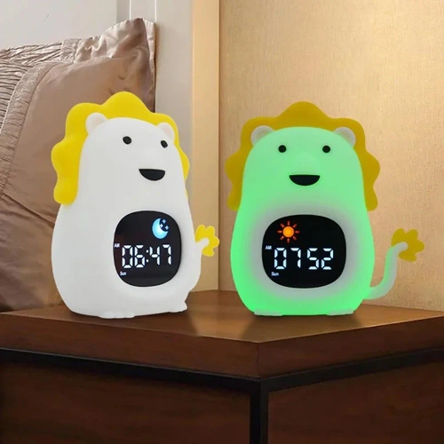 LED-Kinderwecker mit Nachtlicht und weißem Rauschen – Farbiges Licht, Alarm, Sonnenaufgangssimulation | Nachtlicht mit eingebautem Akku | JL-822
