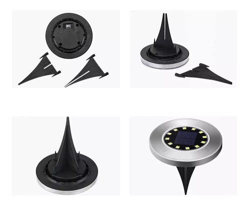 Solar Bodenleuchte, Gartenleuchte, Einbaustrahler | 16 LED | Edelstahl | ⌀ 11,5cm | YNG-16LED-WC