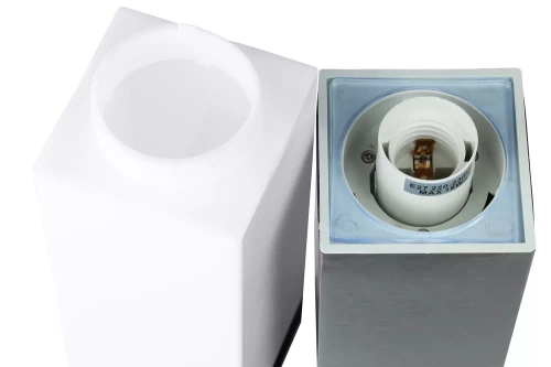 Gartenleuchte Stehleuchte, quadratischer Pfosten für E27 Leuchtmittel | 65 cm, 230 V, Edelstahl | LLF-65CM