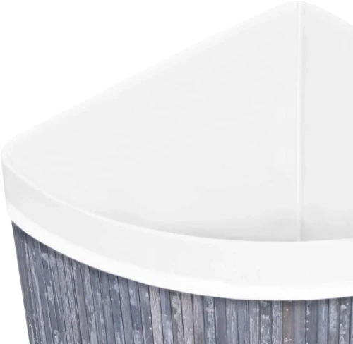 Grauer Wäschekorb | Bambus-Spielzeugbehälter | Holzwäschekorb | Einzelkammer-Wäschesammler für das Badezimmer | Eckiger Wäschekorb | AYL-60L-GREY