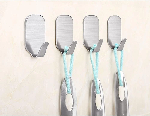 Möbelhaken | Edelstahl-Badezimmergriff | Selbstklebender Haken für Handtücher, Geschirrtücher, Küchenaccessoires | BXV-10PCS-SILBER