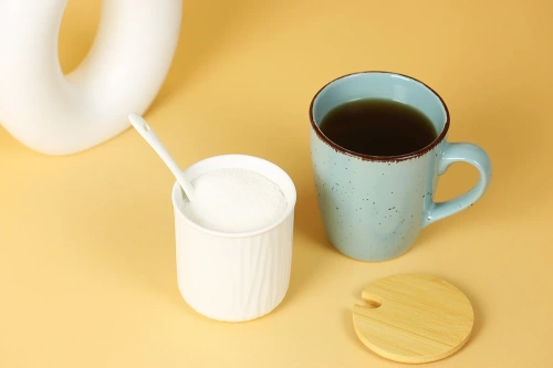 Porzellan-Zuckerdose mit Löffel | Behälter mit Bambusdeckel | weiß | XM07-85-WHITE