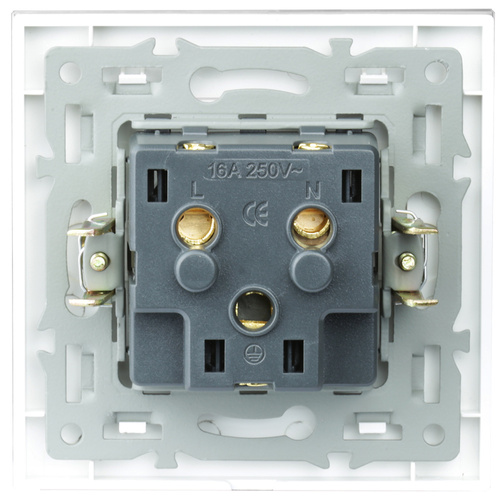 Einzelsteckdose mit Schutzkontakt F60 mit Rahmen | gehärtetes Glas | 230 V | F60-SC80-1 | weiß