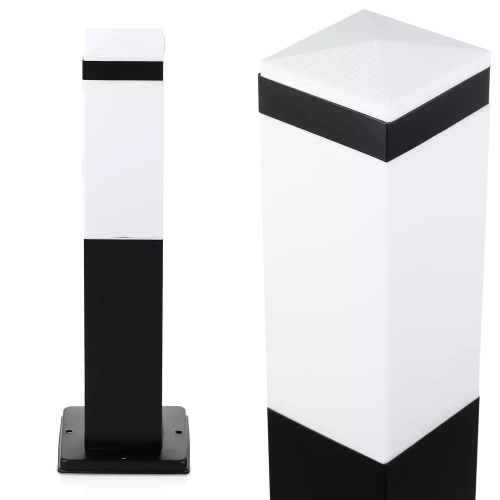 Gartenleuchte stehend, quadratische Säule für E27-Leuchtmittel | 45 cm, 230 V, Edelstahl | schwarz matt | LLF-45CM