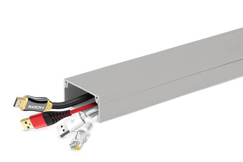 Kabelkanalabdeckung für TV- und Rundfunkkabel, Kabelkanal, Abdeckung | Selbstklebendes Band 3M | 1 Meter, 40x20mm, grau | ZXC-20-1M