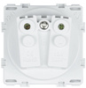 Vierfach-Rahmen-Set + 4x Schuko-Steckdose mit Erdung 230V | Gehärtetes Glas | Weiß | SC80-4