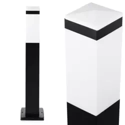Gartenleuchte, stehende Säule, quadratisch für E27-Leuchtmittel | 65 cm, 230 V, Edelstahl | schwarz matt | LLF-65CM