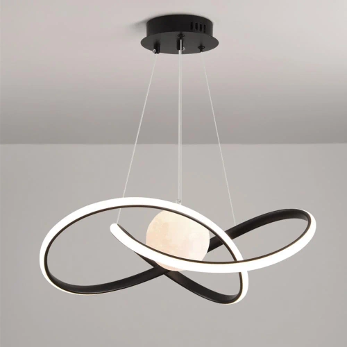 LED-Hängeleuchte 60W | Stilvolle Mond-3D-Lampe | RLT-50CM-60W-B