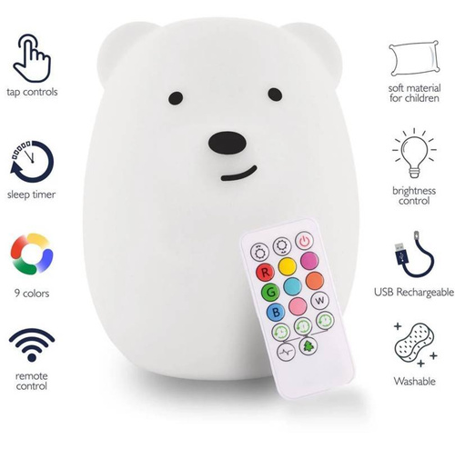 Silikon-LED-Nachtlicht für Kinder | Bärchen LED | IR-Fernbedienung | NL-04