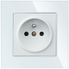 Einzelsteckdose mit Schutzkontakt F60 mit Rahmen | gehärtetes Glas | 230 V | F60-SC80-1 | weiß