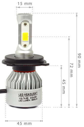 H4 LED Scheinwerferlampen S2 COB 36W 16000 lm | 2 Stück