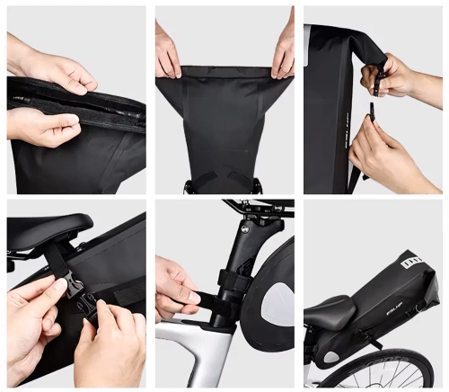 Fahrradtasche wasserdicht | 10 l | Bikepacking-Satteltasche mit Reflektoren | unter dem Sattel | BCB-004