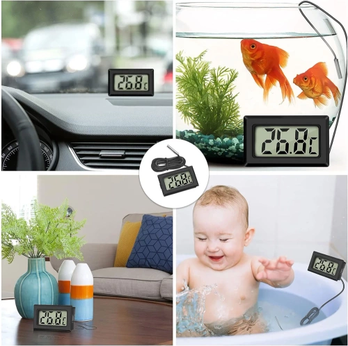 Digitales Thermometer | Mini-Messgerät mit wasserdichter Sonde | KTM-050-SCHWARZ