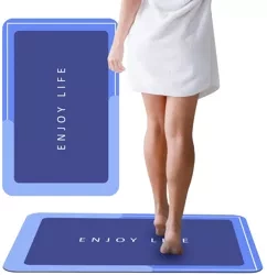 Badezimmermatte | schnelltrocknender, rutschfester Badteppich | blau | GZN-640-BLUE