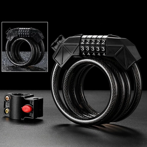 Fahrradschloss mit Zahlencode | Sicherheitskabel 100 cm | 5-stelliges Zahlenschloss | Diebstahlsicheres Stahlseil | BLC-566