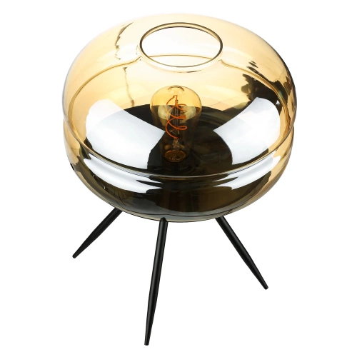Stilvolle Nachttischlampe mit Glaslampenschirm | Moderne Glas-Tischlampe | BH-233-BROWN