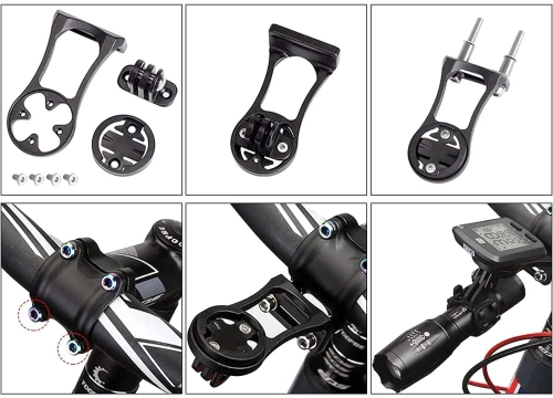 Vorbauhalterung für Fahrradcomputer und GoPro | Aluminiumhalterung kompatibel mit Garmin, Bryton | MBZJ-042