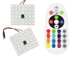 LED-Panelsatz | 2 Panels, 36 SMD 5050 RGB | Fernbedienung zur Farbsteuerung | Adapter C5W und W5W