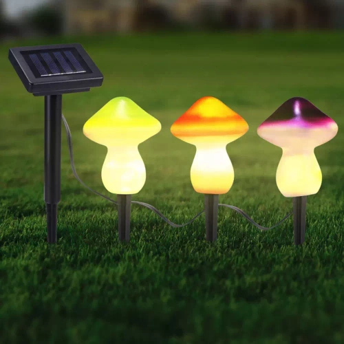 Garten Solar-LED-Lampe Pilze 3 Stück | 22 cm, 600 mAh | FLD-19-W