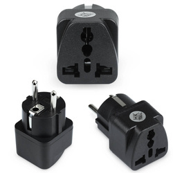 Universeller Netzadapter, Reisestecker mit UK/USA/CN-Steckdosen zu EU/PL-Steckdosen | Schwarz | AD-DE89
