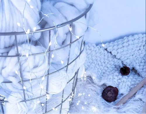 LED-Girlande solar | 100 LEDs, 10 m | kaltweiß | FLD-100LED-WC