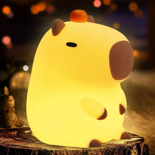 Silikon LED Nachtlicht Capybara | Tragbare Kinderlampe 8 Beleuchtungsmodi mit Timer | Nachtlicht mit warmem Licht 3000K | DS-CPBR-01