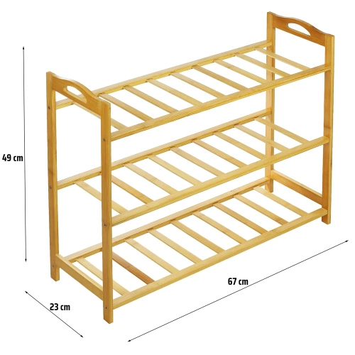 Holzschuhschrank mit drei Regalen | Ökologischer, stabiler Organizer für den Flur | Regal, Schuhständer | NML-685
