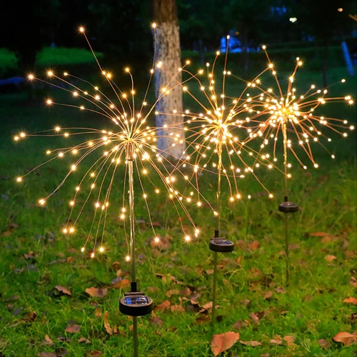 Solar-Gartenlaterne LED-Feuerwerk | 84cm, 600mAh, 200 LED-Lichter | LFW-B200-Warm