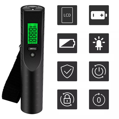 Elektronische Gepäckwaage | Powerbank 3000mAh, Taschenlampe, Thermometer | bis 50kg ±10g | OSC-38