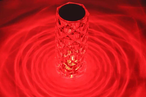 LED-Tischleuchte Kristalloptik | Rosenmuster, 16 RGB-Farben, Touchpanel, Fernbedienung, USB-C-Kabel, 2.000 mAh Akku | RPL-C16-RGB