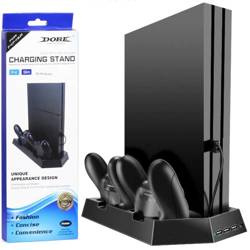Kühlständer für PlayStation 4 / Slim / Pro | Dockingstation mit 3-Port USB-Hub | HB-P06-3in1-B