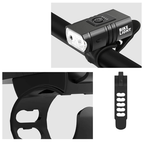 LED Fahrradlicht Set | Radlicht Set bestehend aus Vorderlicht & Rücklicht aufladbar über USB | 2 XM-L T6 CREE LEDs, 1000lm, 6 Leuchtmodi, 1200mAh | 5 LEDs, 4 Leuchtmodi, 50lm