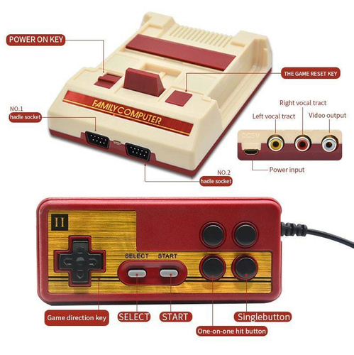Retro Konsole FC Compact Vintage | 132 Spiele 8-Bit | RS35