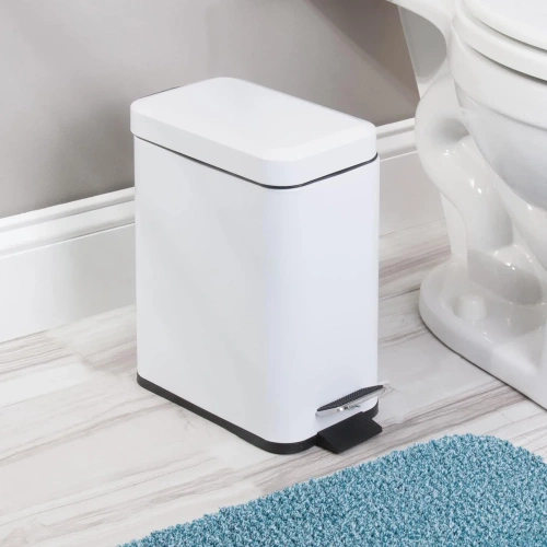 Badezimmer Mülleimer | rechteckig, mit Pedal | 5 Liter, weiß | GY-PS5L