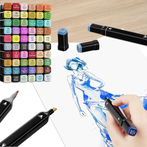 Bunte Filzstifte | Doppelseitige Marker | Marker-Set in Tasche | SMP-60PCS