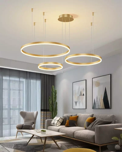 LED-Pendelleuchte | mehrteilig, modern, 136 W | gold | RLK-C03-136W-G
