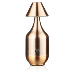 Kupferfarbene LED-Tischleuchte mit eingebautem Akku | Berührungsempfindliche Nachtlampe mit einstellbarer Leistung und Farbe | Moderne Lampe für Restaurants, Hotels und Wohnzimmer | YG-D030-KUPFER