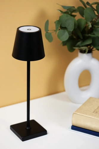 LED-Tischleuchte | 38 cm | kabellos, Touch-Bedienung, geeignet für Hotel, Restaurant | schwarz | HJA20-BLACK