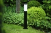 Stehende Gartenlaterne, runder Pfosten für E27-Glühbirne | 230V Stromversorgung, Edelstahl | Mattschwarz, 65cm | LLR-65CM