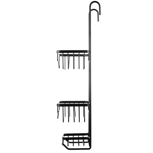 Metallregal für das Badezimmer | Schwarzes Duschregal für die Glastür der Kabine | MJ2568-SCHWARZ