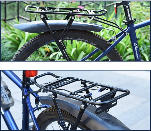 Universal-Hinterradgepäckträger mit Federklappe | Aluminium verstellbarer Gepäckträger bis 27 kg | BIK-ZJ667
