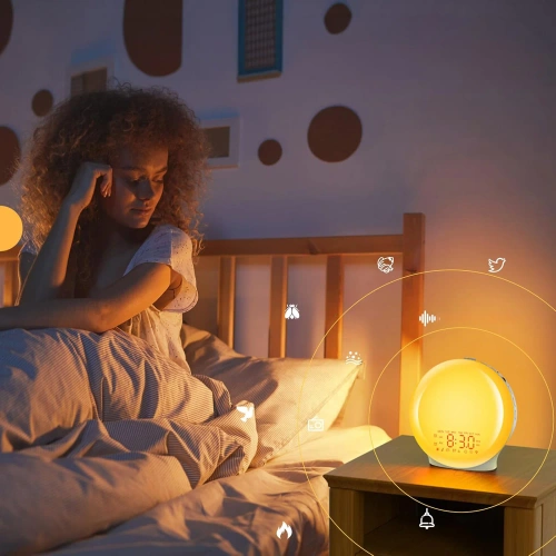 Wecker mit LED-Licht | Nachtlicht mit Sonnenaufgangssimulation | WRSL22