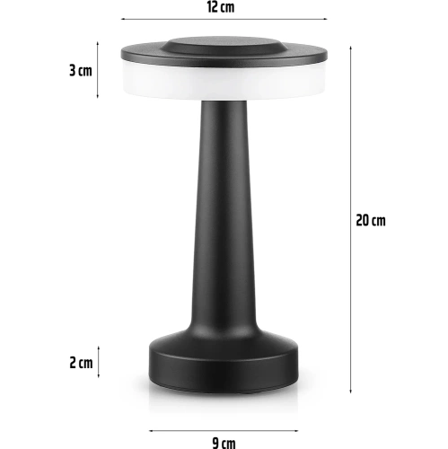 Kabellose Tischlampe | Touch-Nachtlicht mit einstellbarer Lichtfarbe | USB-Lampe | HJA14-SCHWARZ