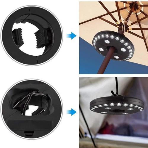 Garten-Schirmständerleuchte ⌀22-45mm | 28 LED-Lampen, 3 Beleuchtungsmodi, Stromversorgung 4x AA | LY-G003
